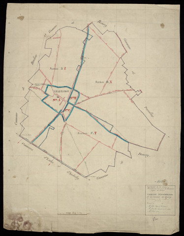 Plan du cadastre napoléonien - Parvillers-le-Quesnoy (Le Quesnoy) : tableau d'assemblage