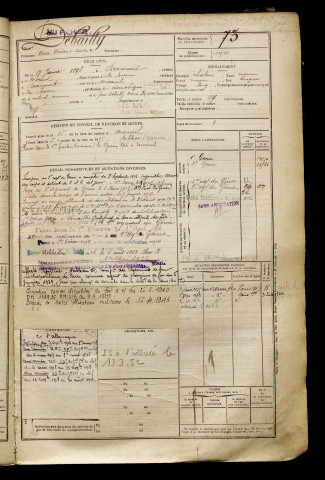 Debailly, Pierre Fréderic André, né le 17 janvier 1896 à Beaucourt-en-Santerre (Somme), classe 1916, matricule n° 73, Bureau de recrutement de Péronne