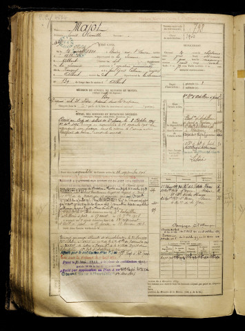 Majot, Louis Camille, né le 15 avril 1884 à Buire-sur-l'Ancre (Somme), classe 1904, matricule n° 798, Bureau de recrutement de Péronne