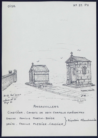 Ansauvillers (Oise) : deux chapelles funéraires au cimetière - (Reproduction interdite sans autorisation - © Claude Piette)