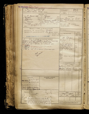 Mary, Marcel Marceau Henonin, né le 25 janvier 1898 à Puzeaux (Somme), classe 1918, matricule n° 826, Bureau de recrutement de Péronne