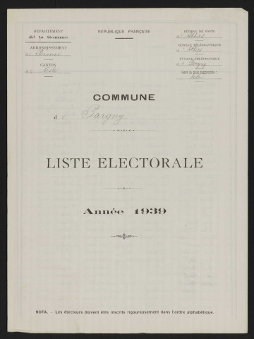Liste électorale : Pargny