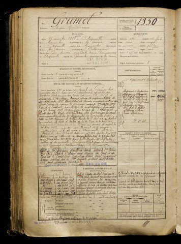 Grumel, Eugène Raymond, né le 26 novembre 1888 à Aigneville (Somme), classe 1908, matricule n° 1350, Bureau de recrutement d'Abbeville
