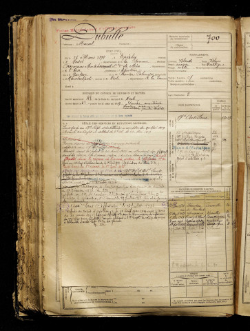 Dubulle, Marcel, né le 12 mars 1898 à Épehy (Somme), classe 1918, matricule n° 700, Bureau de recrutement de Péronne