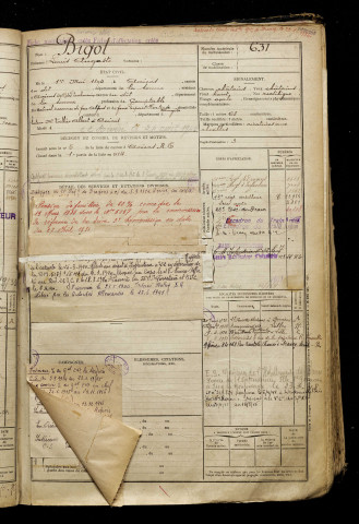 Bigot, Louis Auguste, né le 01 mai 1894 à Amiens (Somme), classe 1914, matricule n° 631, Bureau de recrutement d'Amiens