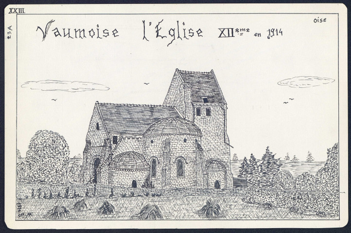 Vaumoise : l'église du XIIe en 1914 - (Reproduction interdite sans autorisation - © Claude Piette)