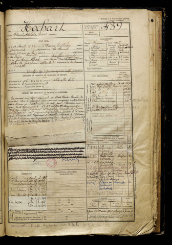 Hochart, Florent Adolphe Henri, né le 04 avril 1899 à Fresnes-Tilloloy (Somme), classe 1919, matricule n° 439, Bureau de recrutement d'Abbeville
