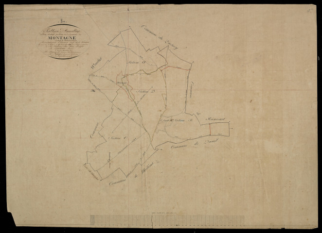 Plan du cadastre napoléonien - Montagne-Fayel (Montagne) : tableau d'assemblage