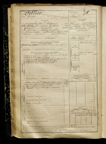 Sellier, Georges, né le 04 décembre 1882 à Oisemont (Somme), classe 1902, matricule n° 78, Bureau de recrutement d'Amiens