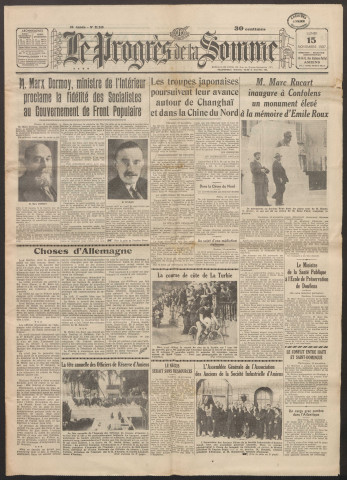 Le Progrès de la Somme, numéro 21248, 15 novembre 1937