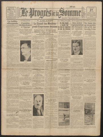 Le Progrès de la Somme, numéro 18984, 21 août 1931