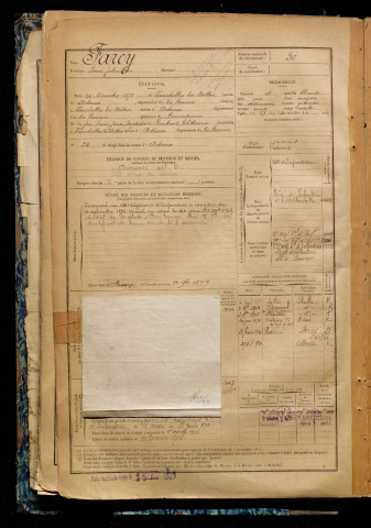 Farcy, Louis Jules Léon, né le 24 novembre 1875 à Vauchelles-lès-Authie (Somme), classe 1895, matricule n° 30, Bureau de recrutement d'Abbeville