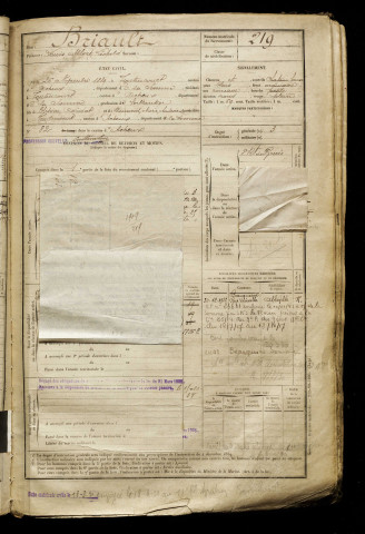 Briault, Louis Albert Léopold, né le 26 novembre 1889 à Toutencourt (Somme), classe 1909, matricule n° 219, Bureau de recrutement d'Abbeville