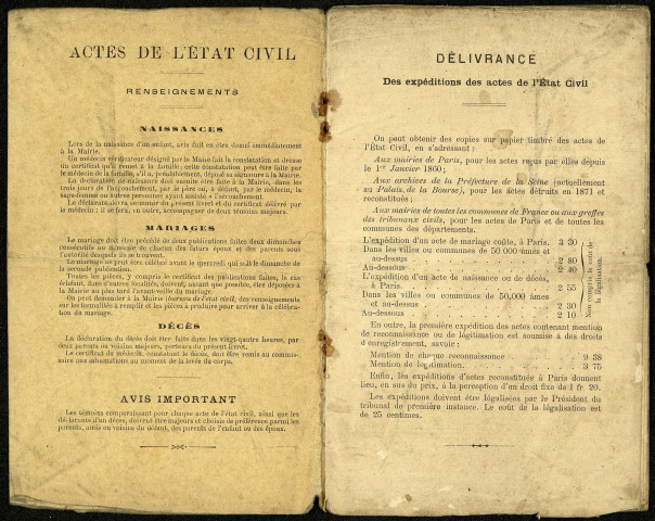Livret de famille (1910). Bulletin de naissance de Joséphine Ermande Louise Dubois née le 9 décembre 1862 à Amplier (Pas-de-Calais)
