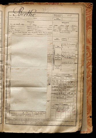 Berthe, Ernest, né le 10 avril 1872 à Rue (Somme), classe 1892, matricule n° 421, Bureau de recrutement d'Abbeville