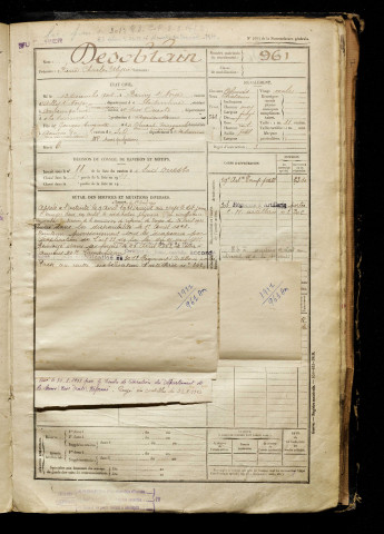Desoblain, Pierre Charles Ulysse, né le 13 décembre 1901 à Ailly-sur-Noye (Somme), classe 1921, matricule n° 961, Bureau de recrutement d'Amiens