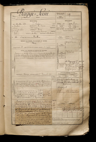 Baggi Sani, Jules Gustave, né le 23 mai 1871 à Lucheux (Somme), classe 1891, matricule n° 47, Bureau de recrutement d'Abbeville