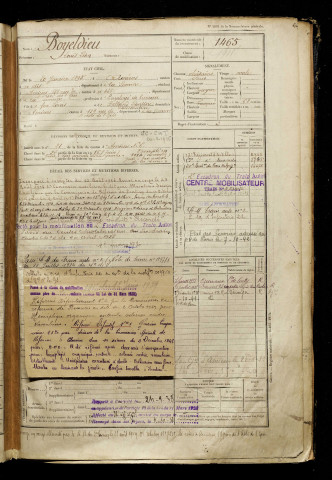 Boyeldieu, Louis Léon, né le 20 janvier 1895 à Amiens (Somme), classe 1915, matricule n° 1465, Bureau de recrutement d'Amiens