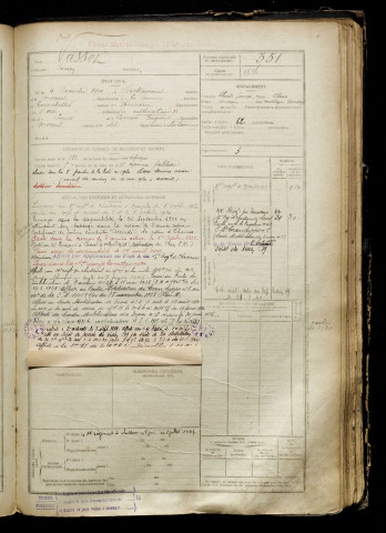 Vasset, Lucien, né le 04 décembre 1900 à Berteaucourt-lès-Thennes (Somme), classe 1920, matricule n° 351, Bureau de recrutement de Péronne