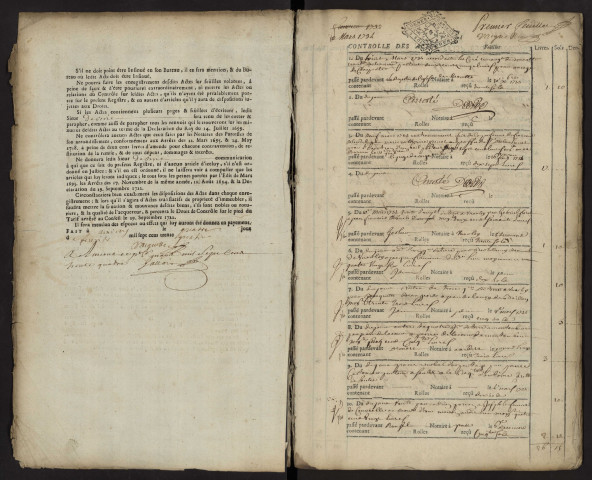 Contrôle des actes du bureau d'Albert pour la période du 8 mars 1734 au 13 mars 1736