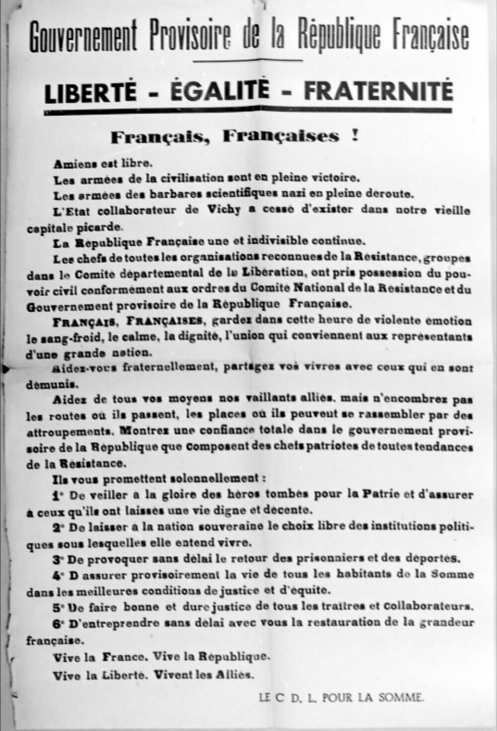 Gouvernement provisoire de la république française - Liberté - Egalité - Fraternité