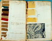 Echantillons de textile de la manufacture d'Abbeville annexés à un mémoire : ratines, draps, flanelle et damas