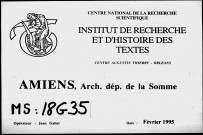 Chapitre Saint-Martin à Picquigny. Fragments du cartulaire du chapitre p. 55 à 58 (Don de M. R. Guerlin, en 1891). 1278-1581 (copies)