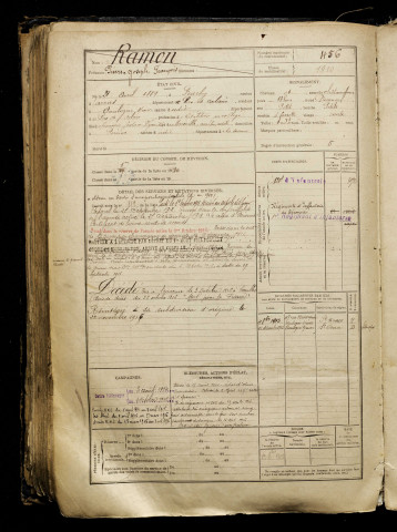 Ramon, Pierre Joseph François, né le 21 avril 1889 à Feuchy (Pas-de-Calais), classe 1909, matricule n° 456, Bureau de recrutement de Péronne