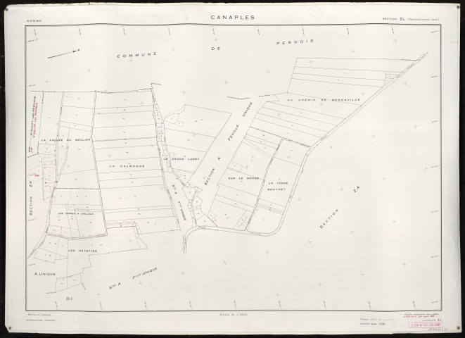 Plan du cadastre rénové - Canaples : section ZL