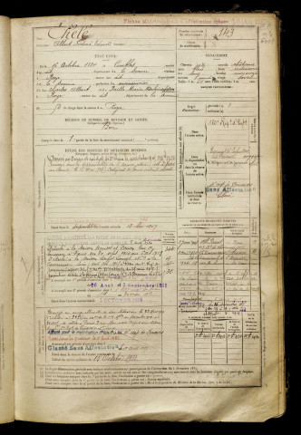 Chelé, Albert Fortuné Edouard, né le 16 octobre 1884 à Combles (Somme), classe 1904, matricule n° 143, Bureau de recrutement de Péronne