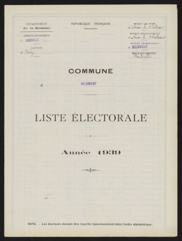 Liste électorale : Hiermont