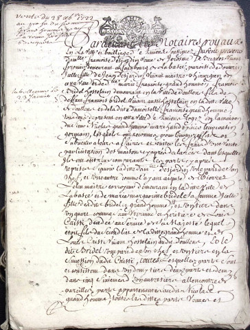 Etude de Me Jean Baptiste Fournier à Amiens (étude n°4). Minutes de l'année 1722