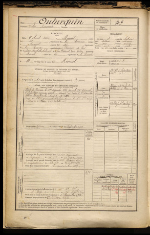 Outurquin, Victor Armand, né le 09 avril 1865 à Moreuil (Somme), classe 1885, matricule n° 49, Bureau de recrutement de Péronne