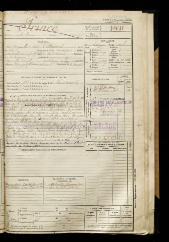 Prince, Charles Henri, né le 14 juillet 1901 à Amiens (Somme), classe 1921, matricule n° 1411, Bureau de recrutement d'Amiens