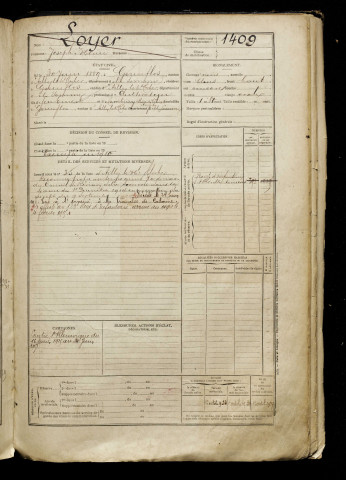 Loyer, Joseph Henri, né le 30 juin 1889 à Gorenflos (Somme), classe 1909, matricule n° 1409, Bureau de recrutement d'Abbeville