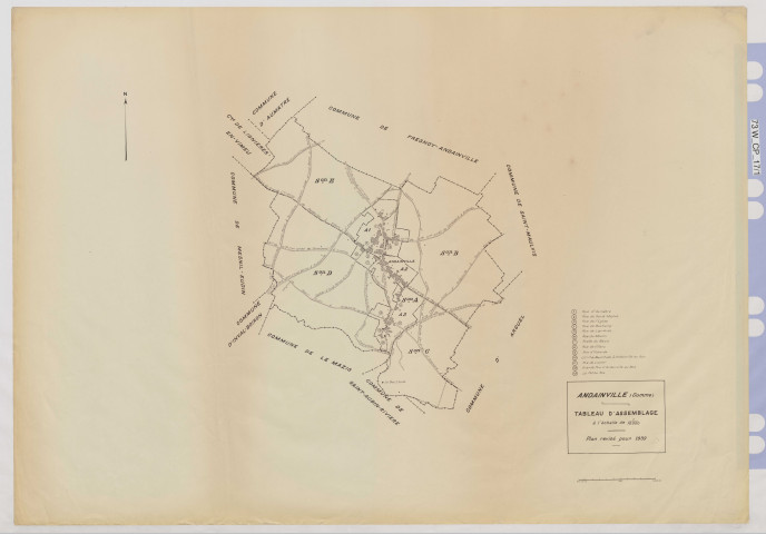 Plan du cadastre rénové - Andainville : tableau d'assemblage (TA)
