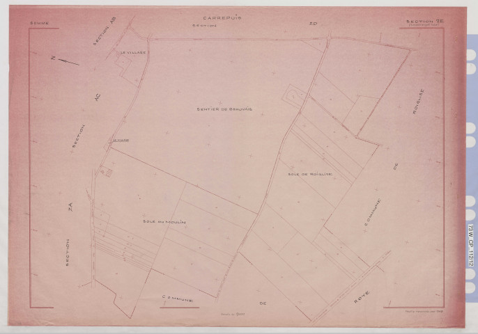Plan du cadastre rénové - Carrepuy : section ZE