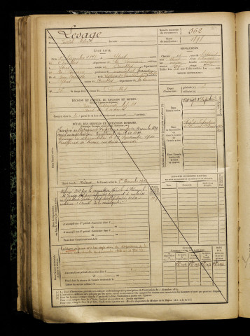 Lesage, Joseph Alfred, né le 15 décembre 1878 à Ytres (Pas-de-Calais), classe 1898, matricule n° 362, Bureau de recrutement de Péronne