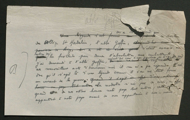 Témoignage de Goffin (Abbé), Fritz (Aumônier) et correspondance avec Jacques Péricard