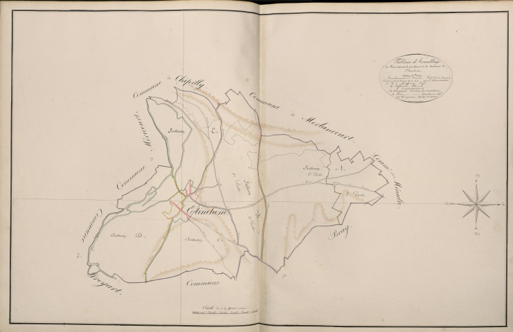 Plan du cadastre napoléonien - Atlas cantonal - Etinehem : tableau d'assemblage
