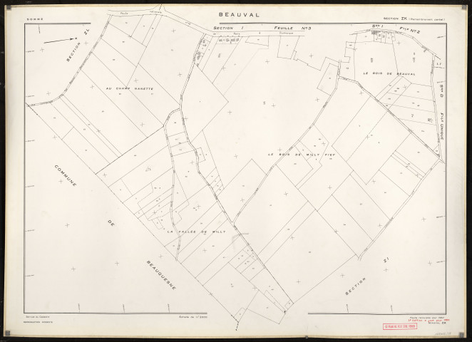 Plan du cadastre rénové - Beauval : section ZK