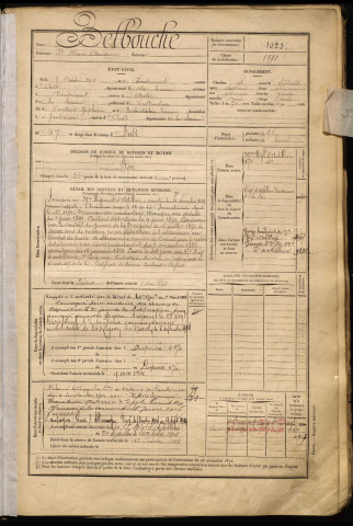 Belbouche, Joseph Henri Amédée, né le 08 août 1868 à Vaudricourt (Somme), classe 1888, matricule n° 1023, Bureau de recrutement d'Abbeville