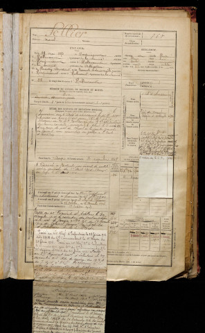 Sellier, Marcel, né le 29 mai 1873 à Hocquincourt (Somme), classe 1893, matricule n° 765, Bureau de recrutement d'Abbeville