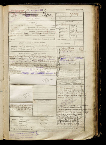 Lévy, Pierre François Martial Augustin, né le 26 décembre 1901 à Amiens (Somme), classe 1921, matricule n° 719, Bureau de recrutement d'Amiens