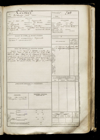 Crimet, Paul Hippolyte Gérard, né le 05 août 1896 à Moyenneville (Somme), classe 1916, matricule n° 243, Bureau de recrutement d'Abbeville