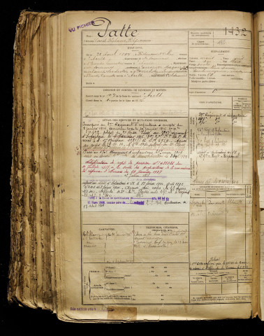 Patte, Louis Stéphane Philigène, né le 22 avril 1897 à Béthencourt-sur-Mer (Somme), classe 1917, matricule n° 1432, Bureau de recrutement d'Amiens