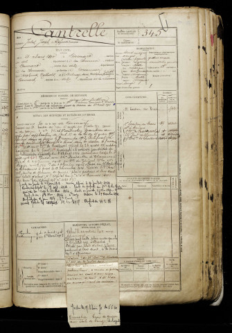 Cantrelle, Jules Joseph Alphonse, né le 21 mars 1890 à Domart-en-Ponthieu (Somme), classe 1910, matricule n° 345, Bureau de recrutement d'Abbeville