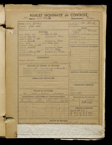 Duval, Joseph Emile, né le 26 juin 1883 à Frohen-sur-Authie (Somme), classe 1903, matricule n° 292, Bureau de recrutement d'Abbeville