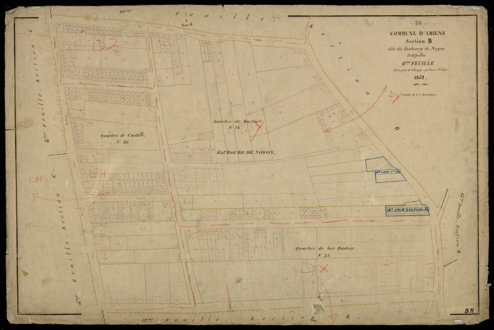 Plan du cadastre napoléonien - Amiens : Faubourg de Noyon (Le), B11