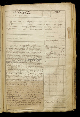 Chivot, Raoul Fernand Hector, né le 24 août 1886 à Valines (Somme), classe 1906, matricule n° 921, Bureau de recrutement d'Abbeville